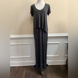 Heather By Bordeaux Heather Black Asymmetric Layer Tee Maxi Dress Size Med